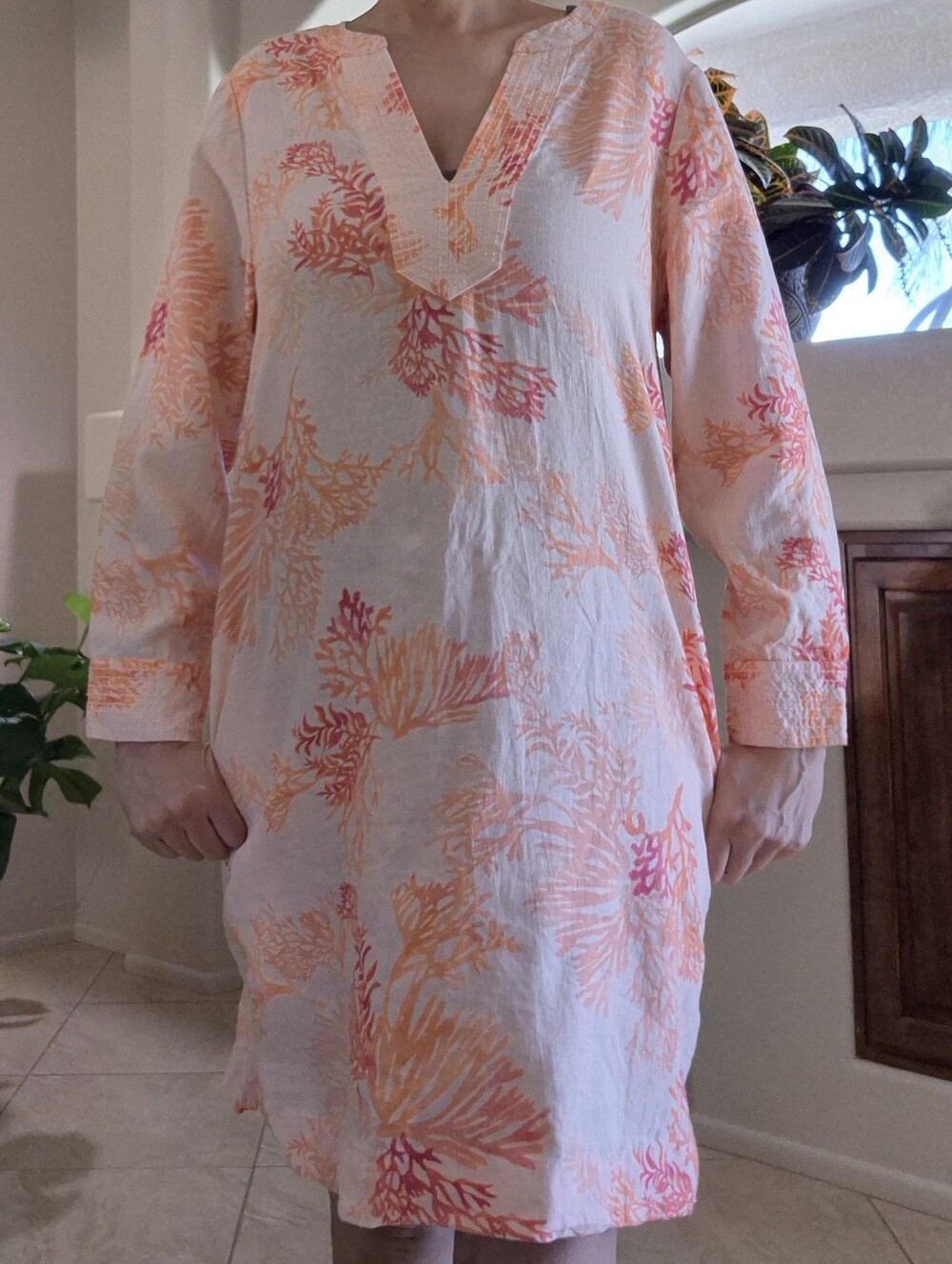 Chico's 100% Linen, Kurta Dress With Pockets Sz 12/14 Large - Picture 11 of 17